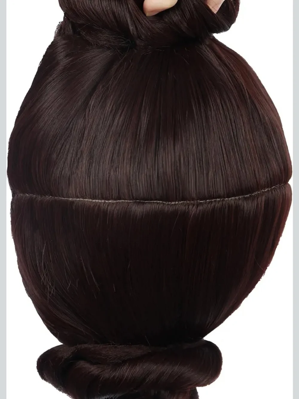 Women Short Dark Brown Wig with Two Buns Princess Cosplay Wig Heat Resistant